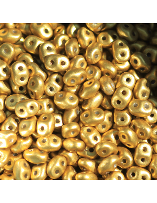 Czech SuperDuo two hole beads, Matte Metallic Aztec Gold (10 grams)