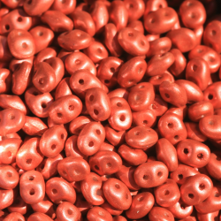 Čehu SuperDuo sēkliņpērlītes, Lavas sarkans / krīts (10 grami)