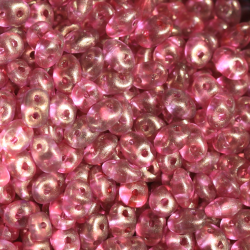 Czech SuperDuo two hole beads, Halo - Madder Rose (10 grams)