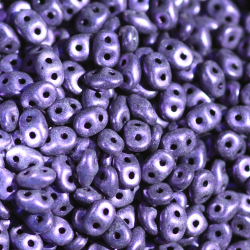 Czech SuperDuo two hole beads, Metallic Suede – Purple (10 grams)