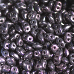 Czech SuperDuo two hole beads, Metallic Suede – Dark Plum (10 grams)