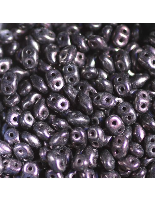 Czech SuperDuo two hole beads, Metallic Suede – Dark Plum (10 grams)