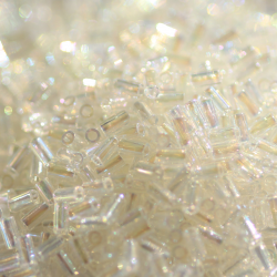 Japanese TOHO bugle beads, Trans-Rainbow Crystal (10 grams)