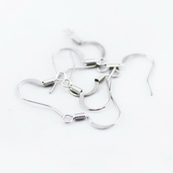 Iron Earring Hooks, Platinum color, 15 mm