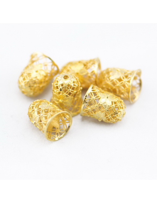 Brass Bead Caps, Golden color, 12 mm x 15 mm