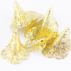 Dzelzs pērļu cepurītes, zelta krāsā, 29 mm x 24 mm