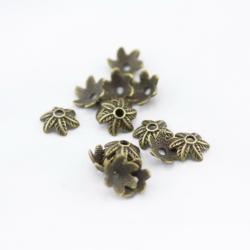Tibetan Style Bead Caps, Bronze color, 11 mm x 5 mm