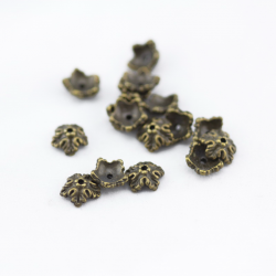 Tibetan Style Bead Caps, Bronze color, 10 mm x 4 mm