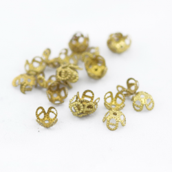 Brass Bead Caps, Unplated, 9 mm x 5 mm