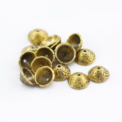 Tibetan Style Bead Caps, Golden color, 11 mm x 11 mm x 5 mm