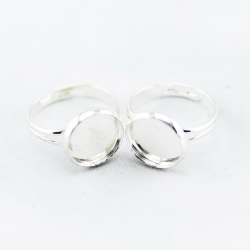 Brass Ring Components, Silver color, Ring: 17 mm, Tray: 18 mm