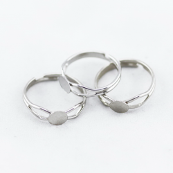 Brass Ring Components, Platinum color, Ring: 18 mm, Tray: 6 mm
