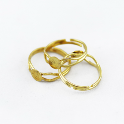 Misiņa gredzenu pamatnes, zelta krāsā, riņķis: 18 mm, virsma: 6 mm