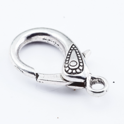 Tibetan Style Lobster Claw Clasps, Antique Silver color, 31 mm x 16.5 mm x 7 mm