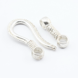 Alloy Hook Clasps, Silver...