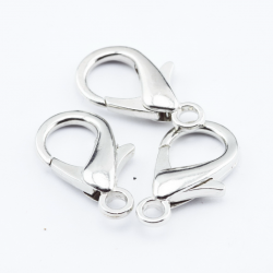 Alloy Lobster Claw Clasps, Platinum color, 21 mm x 12 mm