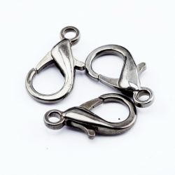 Alloy Lobster Claw Clasps, Black color, 21 mm x 12 mm