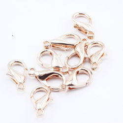 Alloy Lobster Claw Clasps, Rose gold color, 14 mm x 8 mm