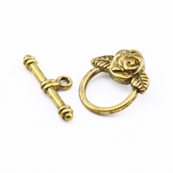 Tibetan Style Toggle Clasps, Golden color, Ring: 18 mm x 19 mm, Bar: 24 mm x 4 mm