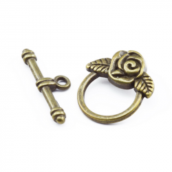 Tibetan Style Toggle Clasps, Bronze color, Ring: 18 mm x 19 mm, Bar: 24 mm x 4 mm