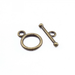 Tibetan Style Toggle Clasps, Bronze color, Ring: 10 mm x 14 mm, Bar: 26 mm