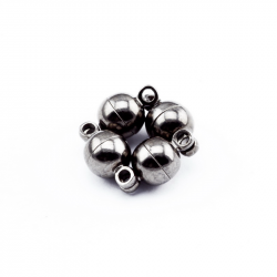 Brass Magnetic Clasps, Gunmetal / Black color, 11.5 mm x 6 mm