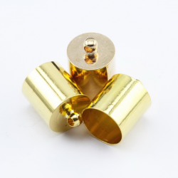 Misiņa auklas gali, zelta krāsā, 10 mm x 14 mm, iekšējais diametrs 9 mm