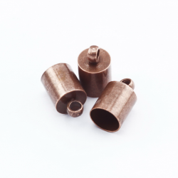 Brass Cord Ends, Copper color, 6 mm x 10 mm, Inner diameter 5.5 mm