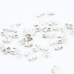 Iron Earring Earnuts, silver color, 4 mm x 6 mm