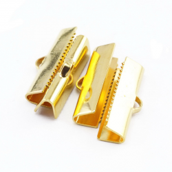 Brass Ribbon Ends, Golden Color, 20 mm x 4 mm