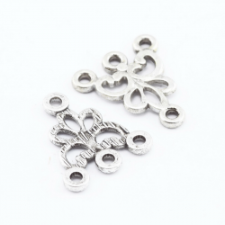 Alloy Links, Flower, Silver color, 17 mm x 19 mm