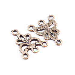 Alloy Links, Flower, Red Copper, 17 mm x 19 mm