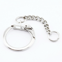 Large Die Cast C Keyring And Long Chain, Platinum color, 35 mm x 25 mm
