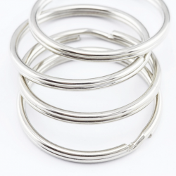 Metal Split Rings, Double Loop, Silver color, 24 mm
