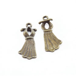 Alloy Pendants, Dress, Antique Bronze, 25 mm x 11 mm x 2.5 mm