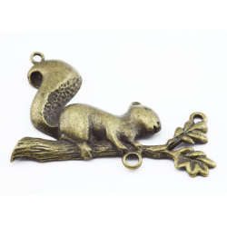 Alloy Pendants, Squirrel, Antique Bronze, 40 mm x 56 mm x 6 mm