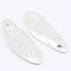 Alloy Pendants, Wing, Silver, 39 mm x 12 mm
