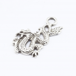 Tibetan Style Pendants, Dragon, Antique Silver, 27 mm x 16 mm x 2 mm