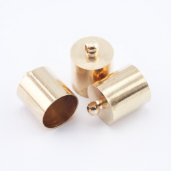 Brass Cord Ends, Rose Gold color, 10 mm x 14 mm, Inner diameter 9 mm