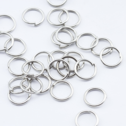 iron Jump Rings, Platinum color, 6 mm