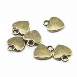 Alloy Pendants, Heart, Bronze, 12 mm x 10 mm x 2.5 mm