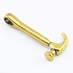 Alloy Pendants, Hammer, Golden color, 19 mm x 39.5 mm x 7 mm