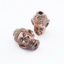 Alloy Beads, Buddha Head, Rose Gold, 13 mm x 9 mm x 10 mm