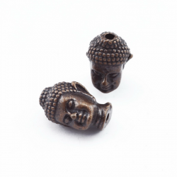 Sakausējuma pērles, Budas galva, vara krāsā, 9 mm x 13 mm x 10 mm