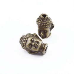 Sakausējuma pērles, Budas galva, bronzas krāsā, 9 mm x 13 mm x 10 mm