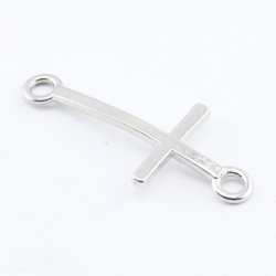 Alloy Links, Cross, Silver color, 39 mm x 17 mm x 2 mm