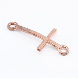 Alloy Links, Cross, Rose Gold color, 39 mm x 17 mm x 2 mm