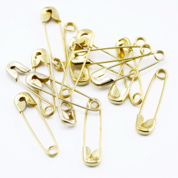 Iron Safety Pins, Golden, 20 mm x 5 mm