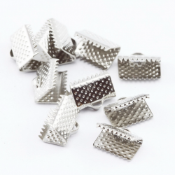 Iron Ribbon Ends, Silver color, 10 mm x 7 mm x 5 mm