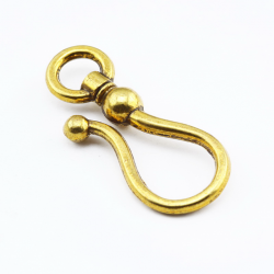 Alloy Hook Clasps, Golden color, 37 mm x 15 mm